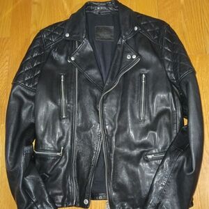 All Saints Black Leather Biker Jacket